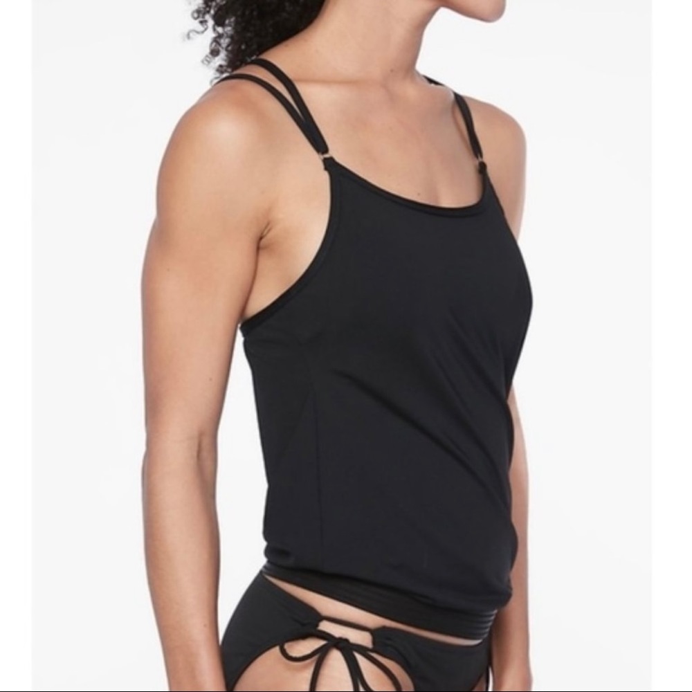 Athleta Cross Back Swim Tank Blouson Tankini Black 40 B/C